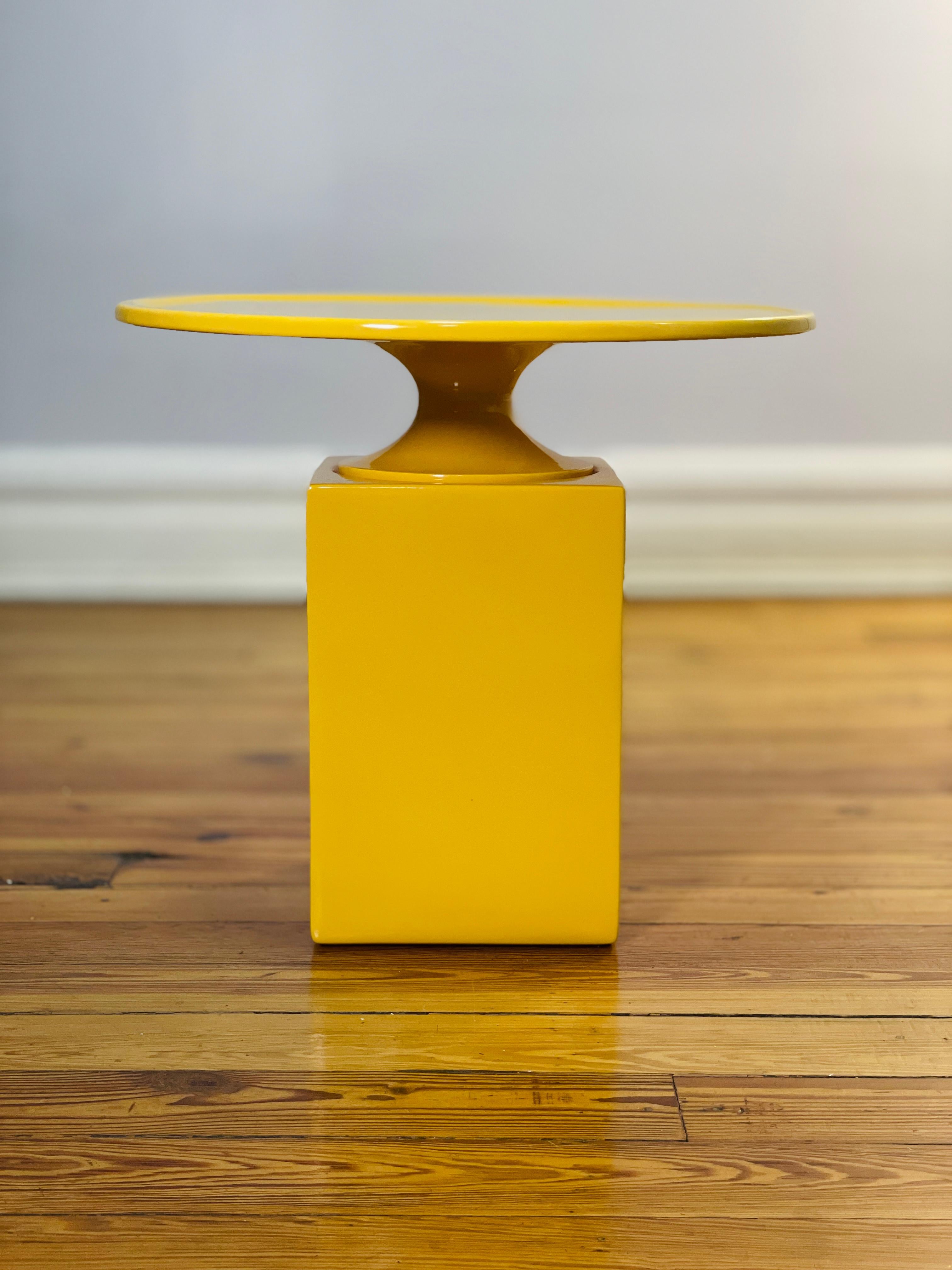 French Christophe Delcourt OUK Yellow Side Table  For Sale