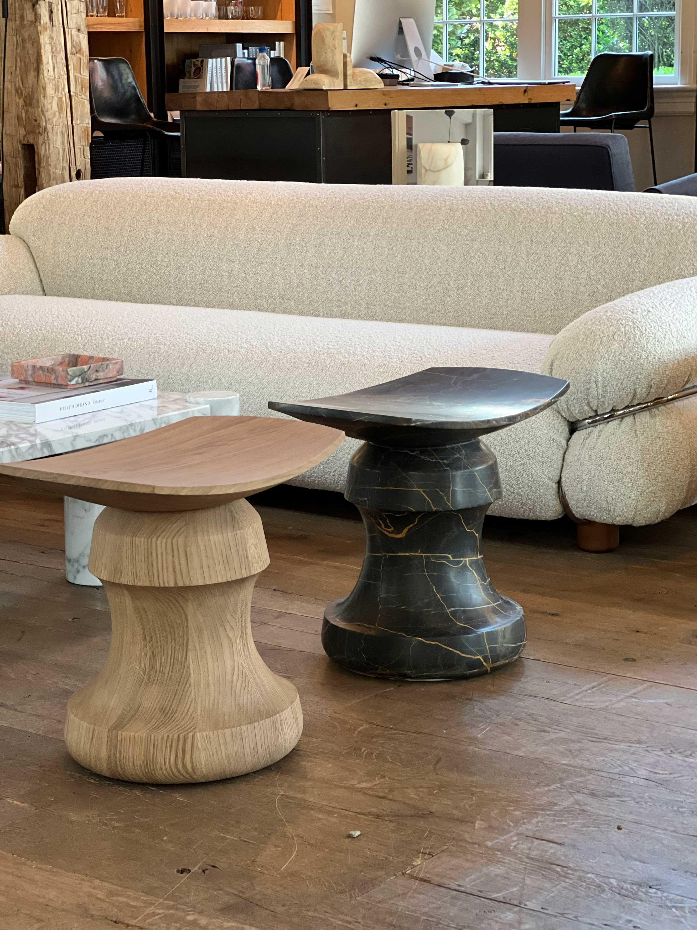 Contemporary Roi Stool in Grey Saint Laurent Marble For Sale