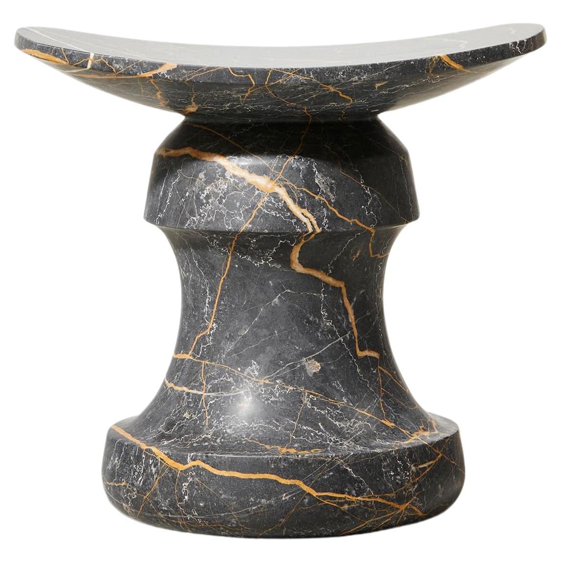 Roi Stool in Grey Saint Laurent Marble For Sale
