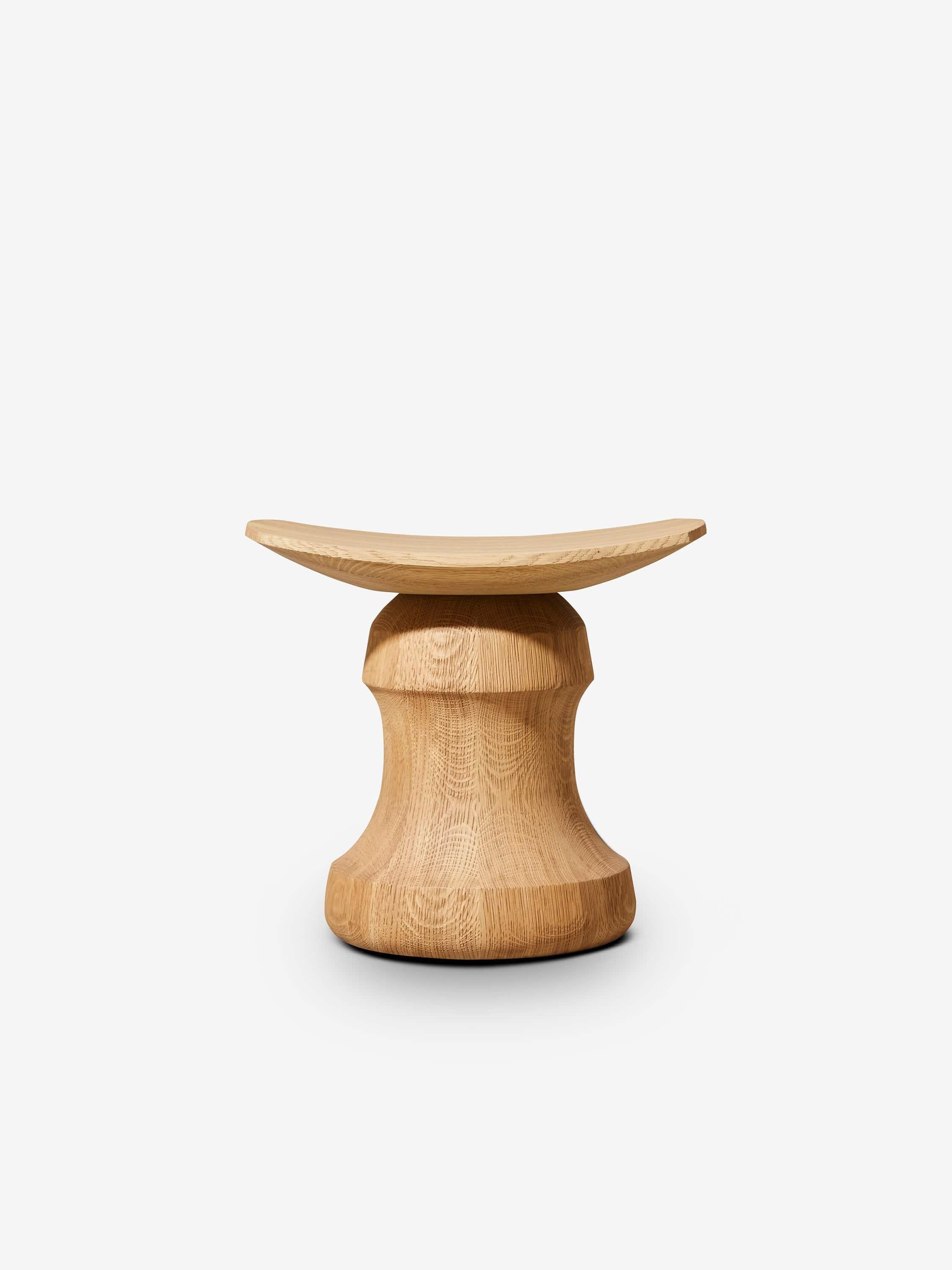French Christophe Delcourt Roi Stool in Solid Brushed Oak by Collection Particuliere For Sale