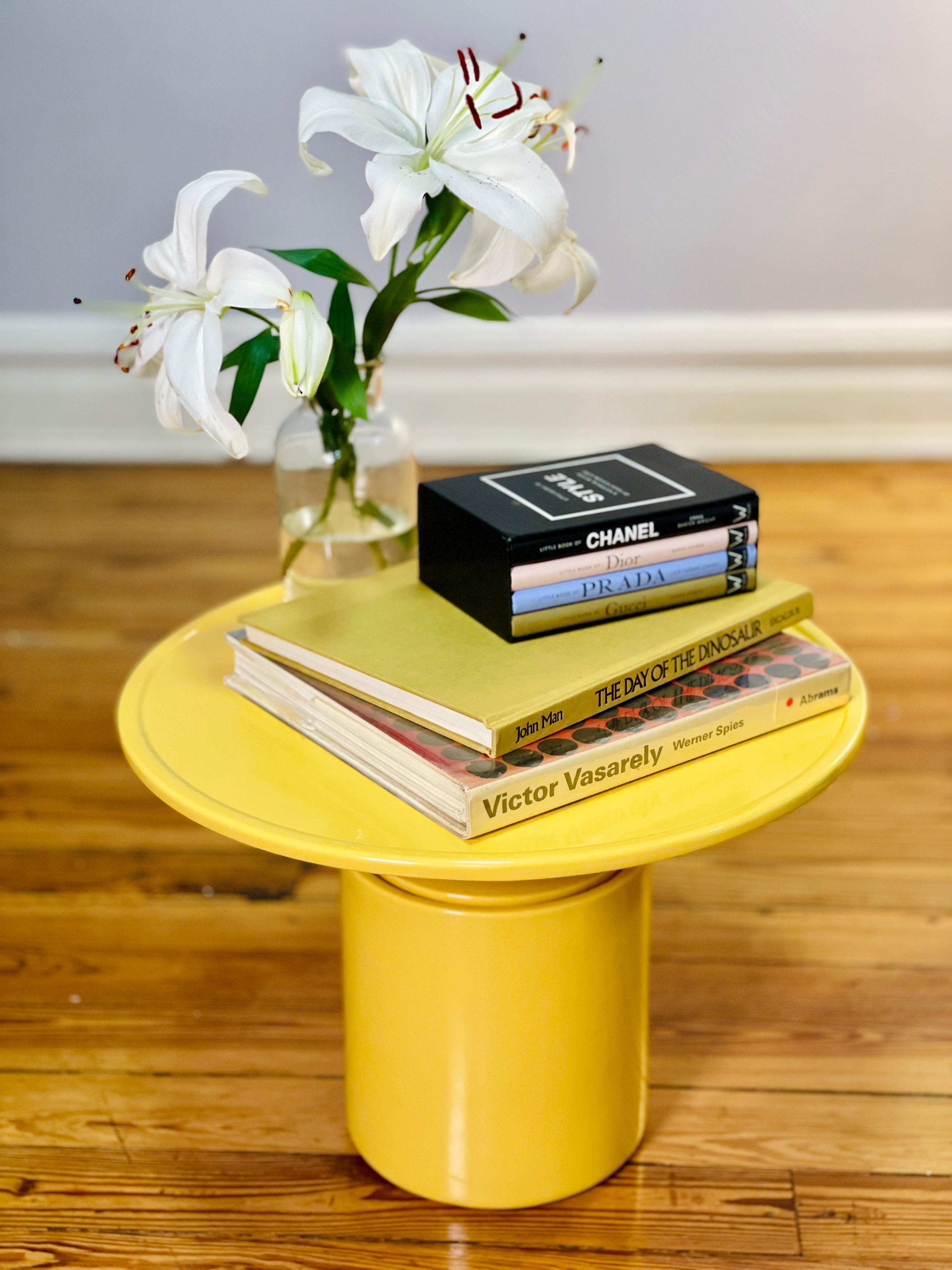 Modern Christophe Delcourt Yellow Side Table  For Sale
