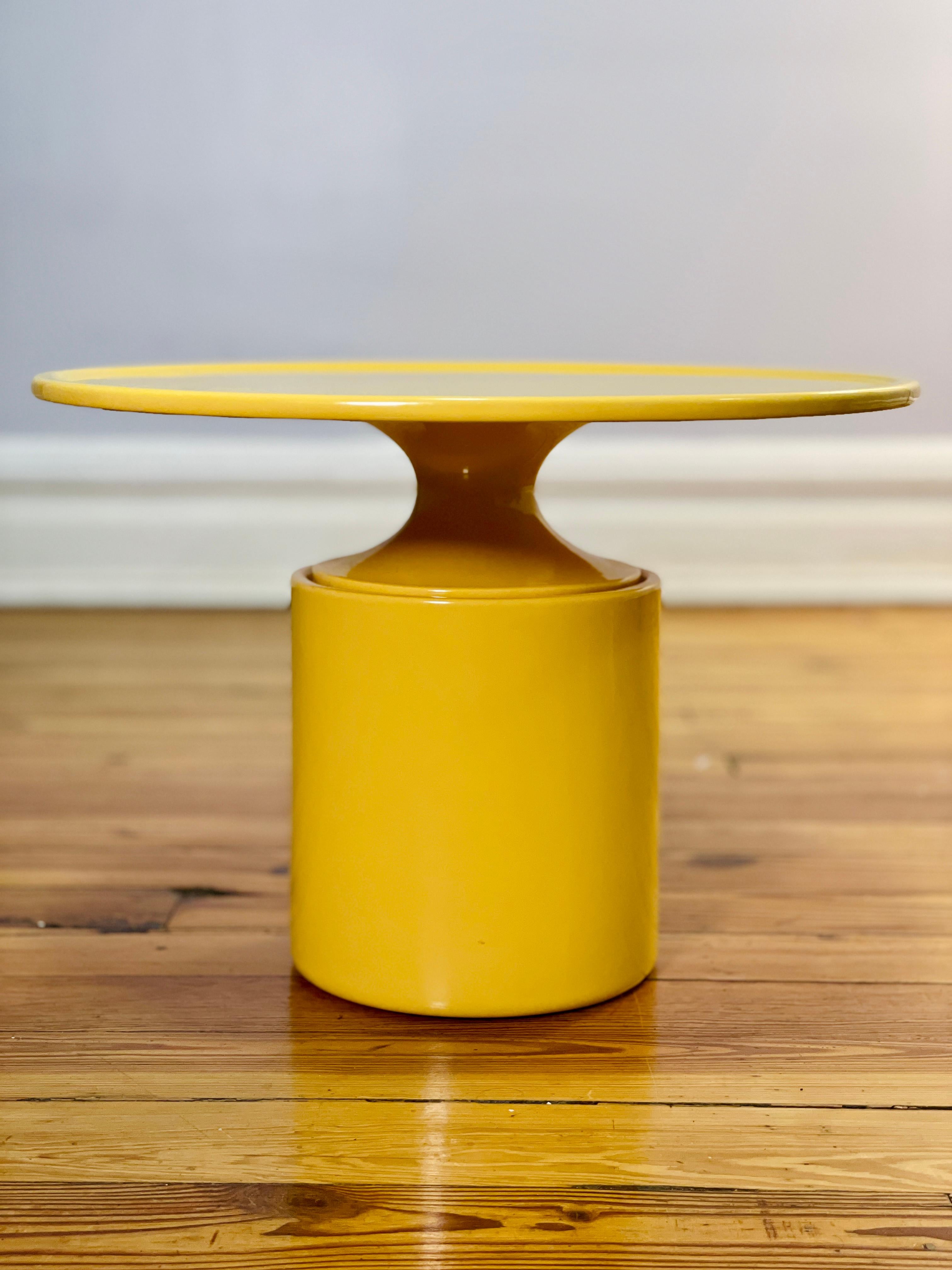 French Christophe Delcourt Yellow Side Table  For Sale