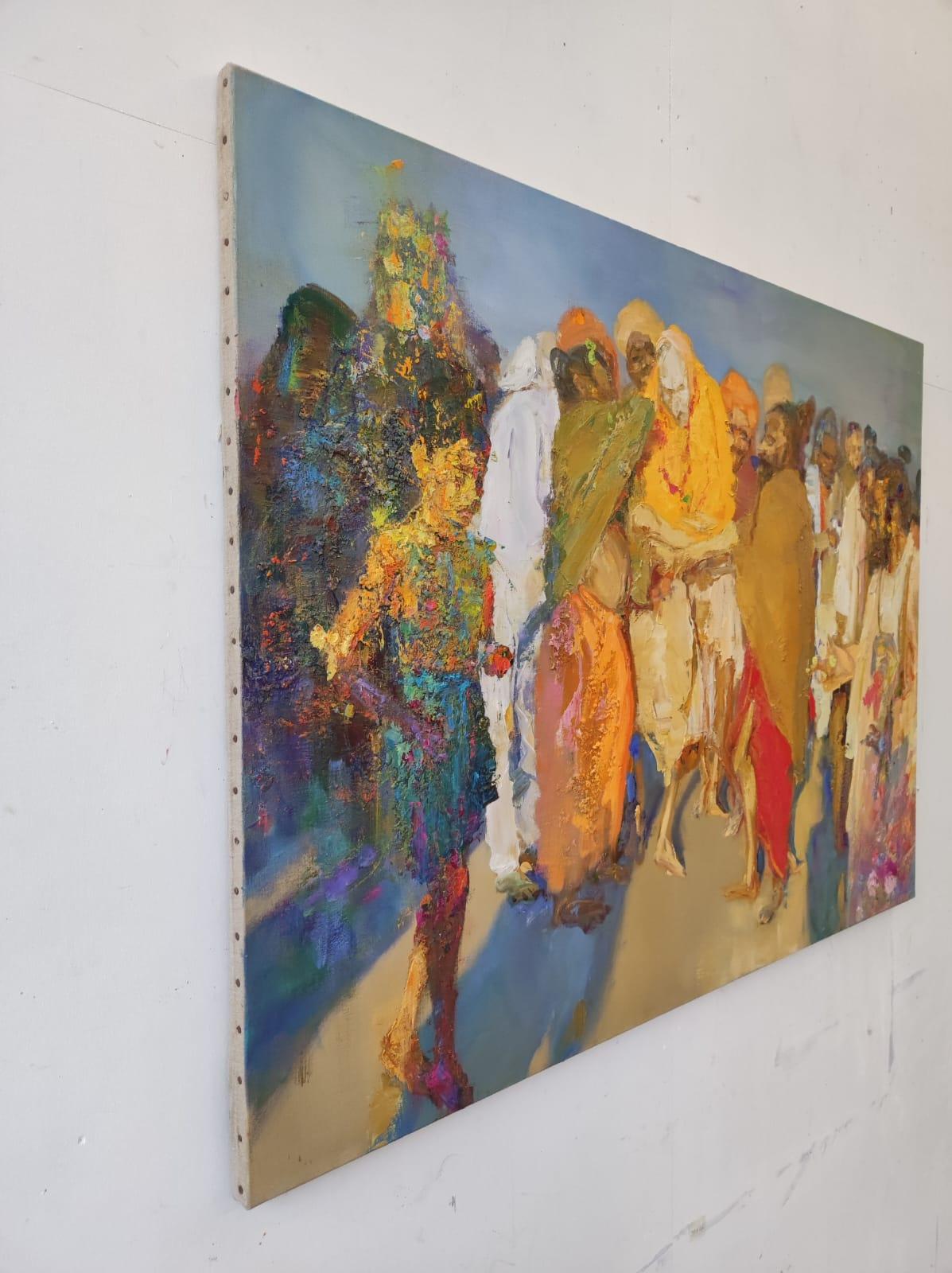 Aïeul d'Inde par Christophe Dupety - Peinture contemporaine, Inde, scène de rue en vente 3