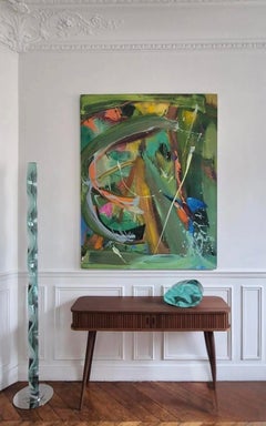 „Alcedo Atthis“ von Christophe Dupety – Zeitgenössische Malerei, leuchtende Farben, Vogel