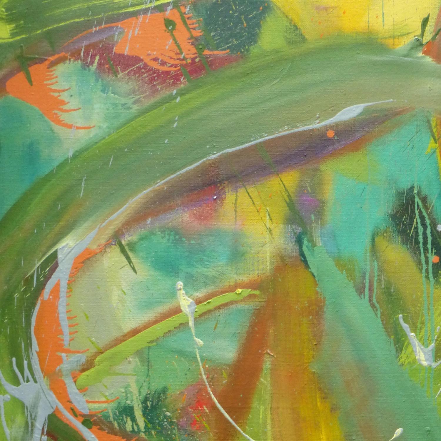 Alcedo Atthis by Christophe Dupety - Contemporary painting, bright colors, bird For Sale 2