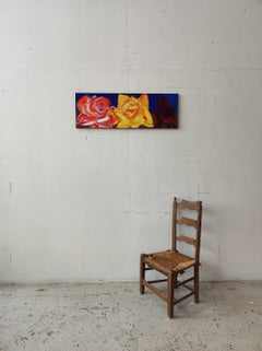 Bud par Christophe Dupety - Peinture florale, abstraite, roses, colorée, Vivid