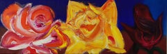 Bud par Christophe Dupety - Peinture florale, abstraite, roses, colorée, Vivid