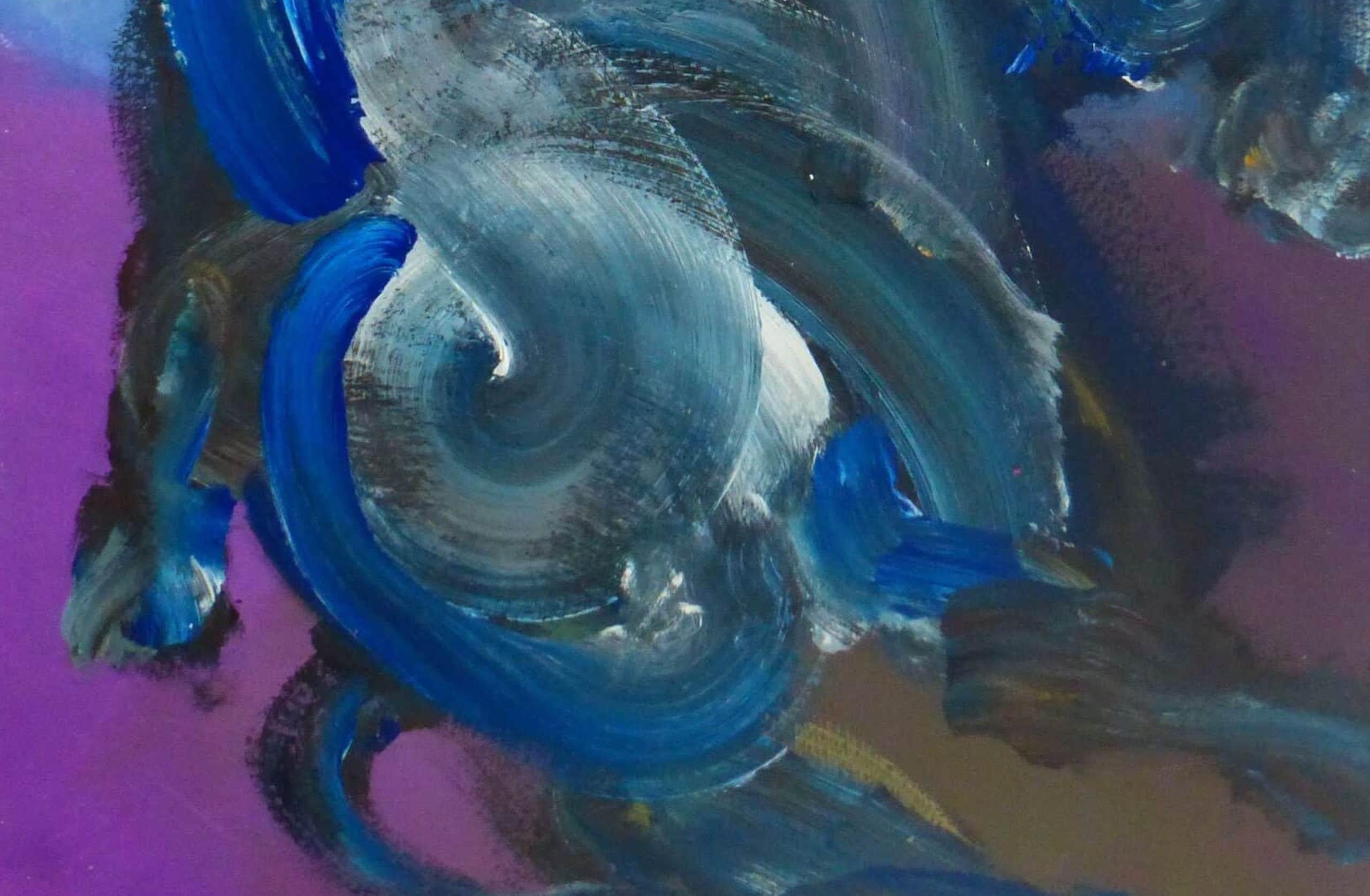 Stier VIII von Christophe Dupety - Tierbild, abstrakt, blau, lebendige Farben im Angebot 2