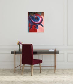 Bull XV by Christophe Dupety - Animal painting, abstract, red, vivid colours