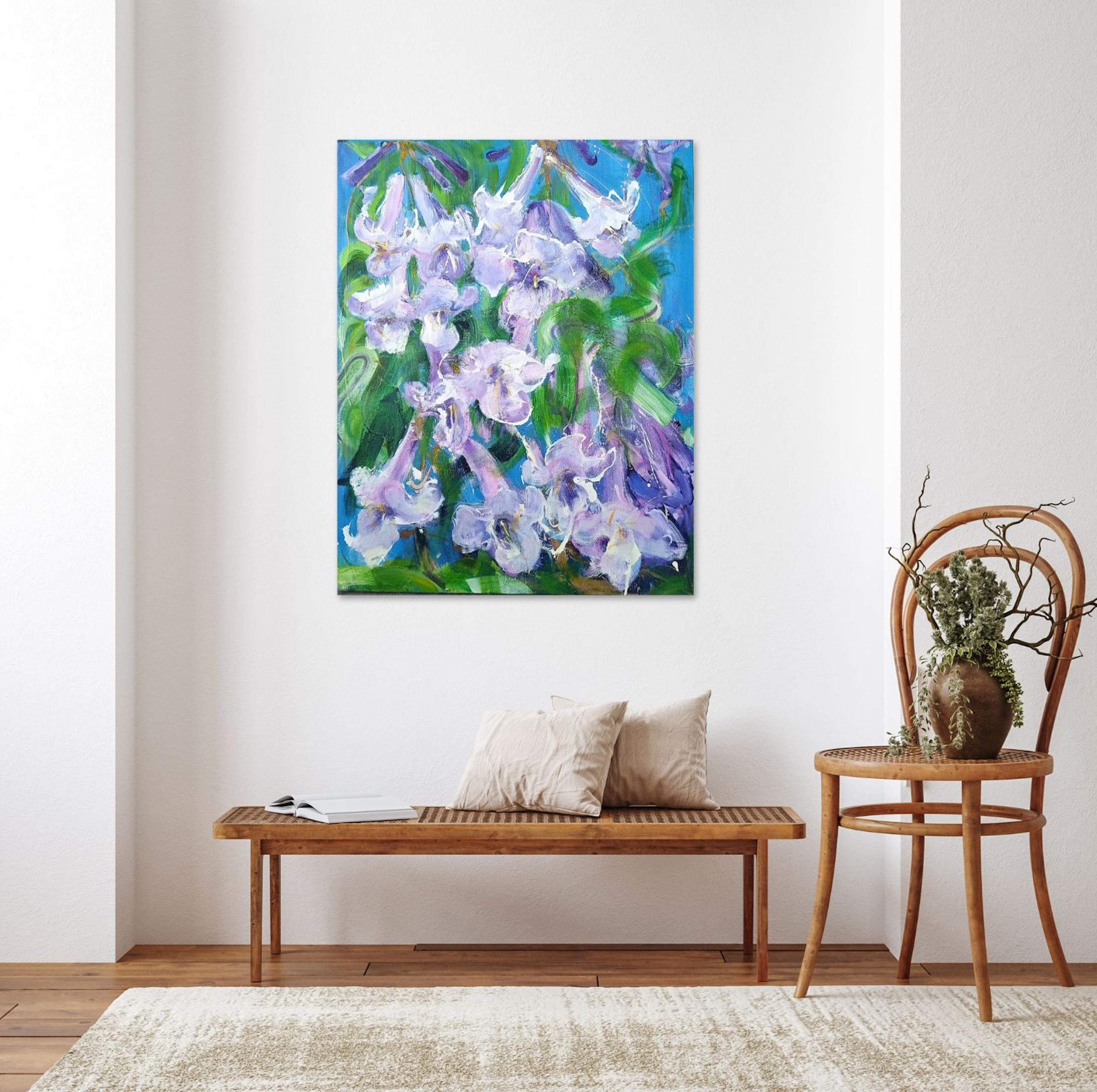 Catalpa by Christophe Dupety - Contemporary painting, flora, colors For Sale 1