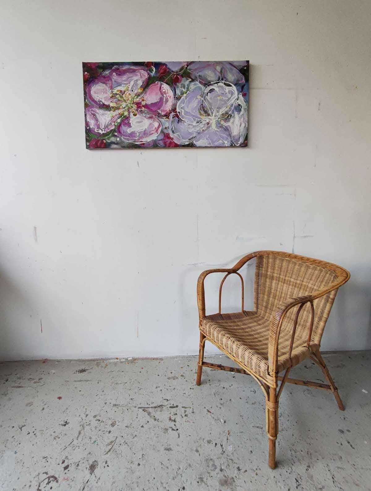 Aschenputtel von Christophe Dupety - Zeitgenössische Malerei, rosa Blumen, Sommer im Angebot 1