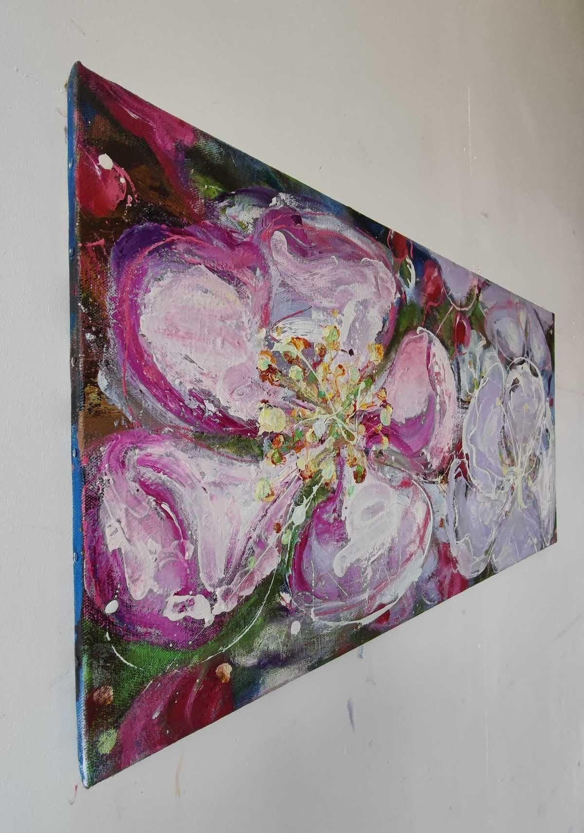 Cinderella by Christophe Dupety - Contemporary painting, pink flowers, summer im Angebot 3