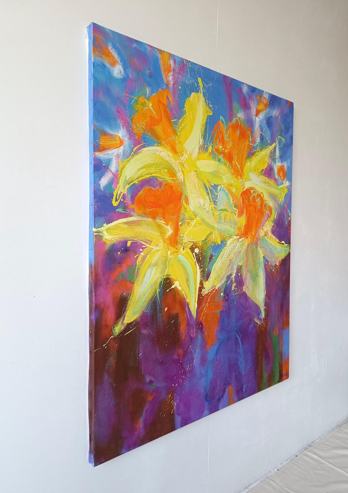 Daffodils by Christophe Dupety - Floral painting, yellow, figurative, colorful For Sale 1