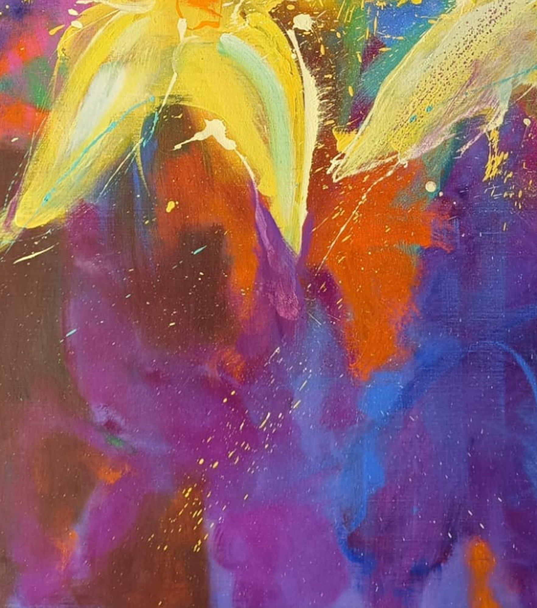 Daffodils by Christophe Dupety - Floral painting, yellow, figurative, colorful For Sale 6