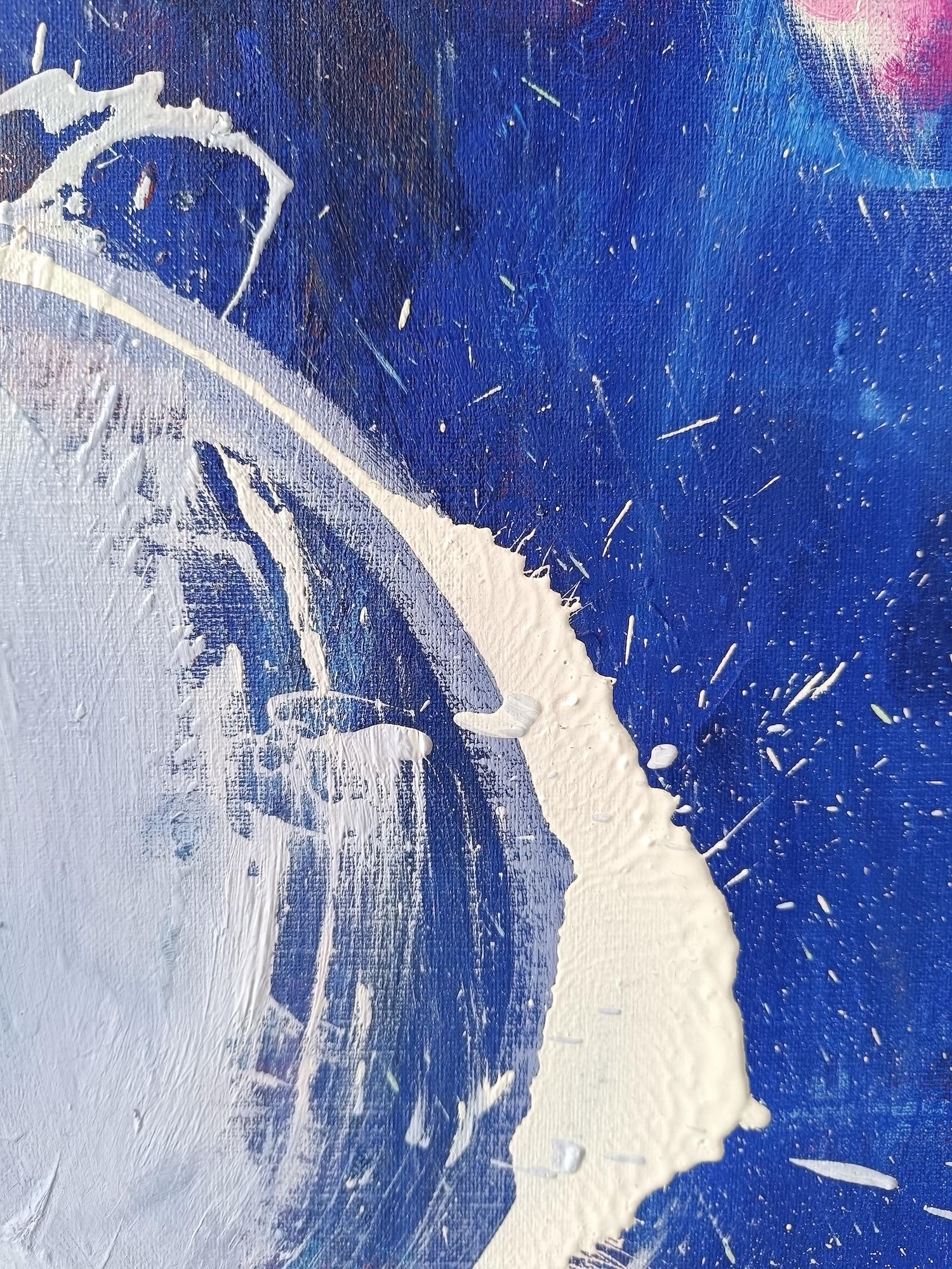 Árbol frutal de Christophe Dupety - Cuadro floral, azul, rosa, figurativo, grande en venta 8