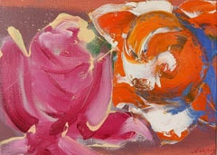 Garden Roses par Christophe Dupety - Peinture colorée, motif floral, Vivid