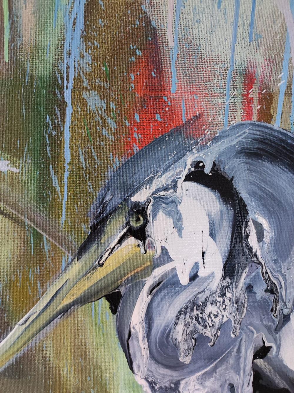 Indulto von Christophe Dupety - Zeitgenössische Malerei, leuchtende Farben, Vogel im Angebot 3