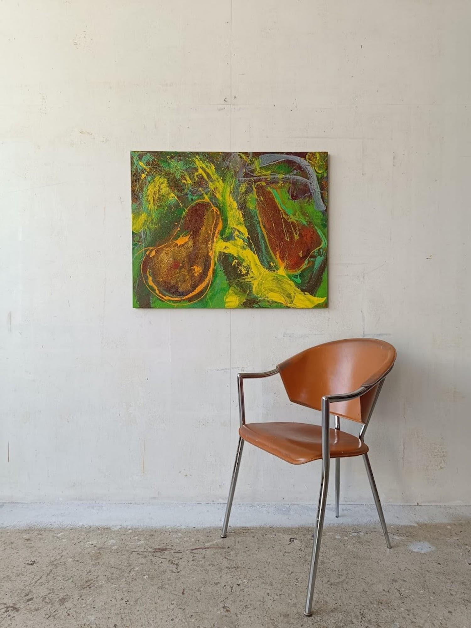 Irruption by Christophe Dupety - Colourful painting, fruits, yellow tones, vivid im Angebot 1