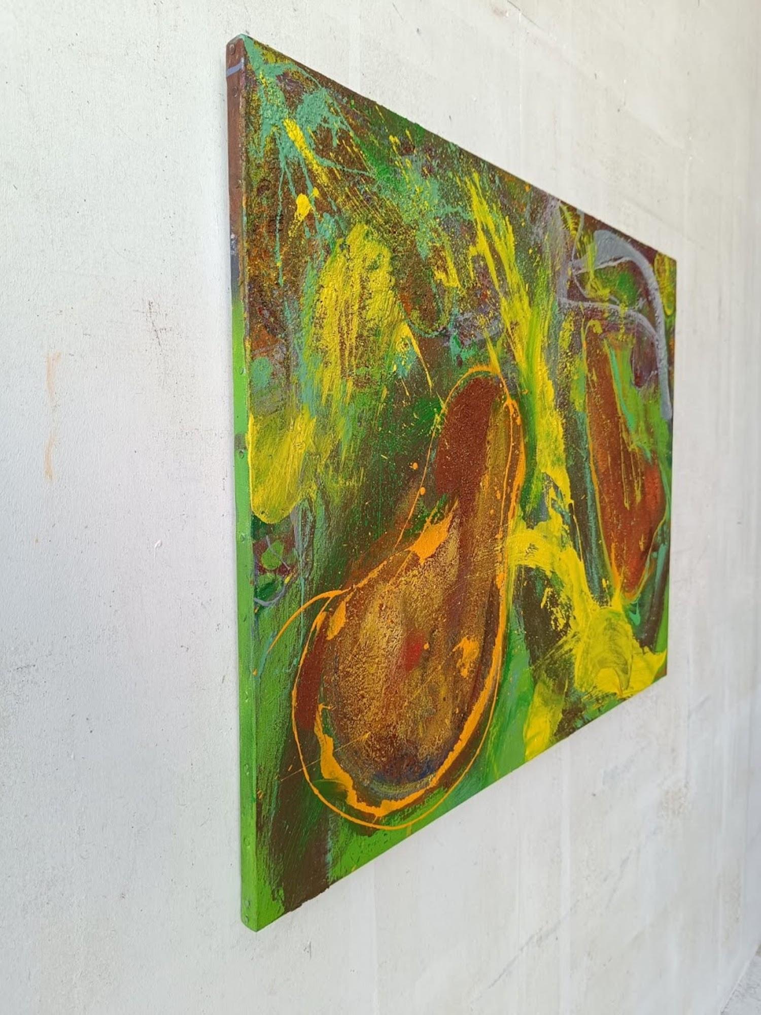 Irruption by Christophe Dupety - Colourful painting, fruits, yellow tones, vivid im Angebot 2