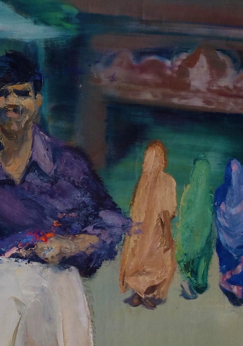 Jaipur by Christophe Dupety - Large Contemporary painting, India, colorful For Sale 4