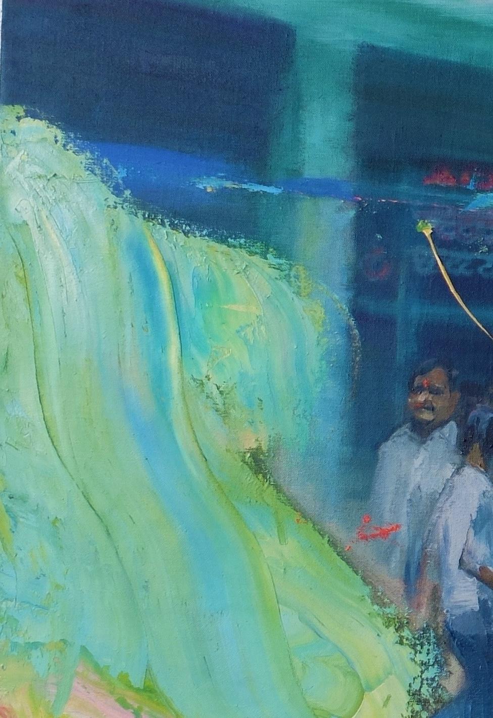 Jaipur by Christophe Dupety - Large Contemporary painting, India, colorful For Sale 5