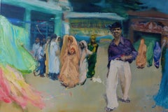 Jaipur di Christophe Dupety - Quadro contemporaneo di grandi dimensioni, India, colorato