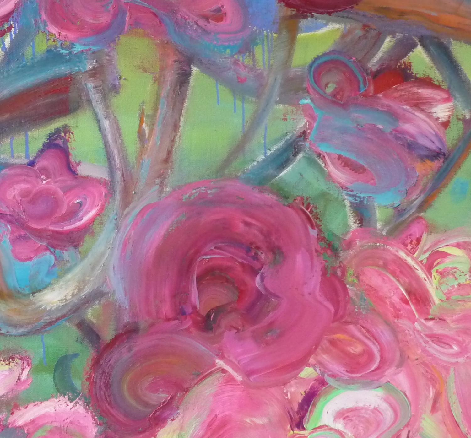 Juni von Christophe Dupety - Zeitgenössische Malerei, Flora, Helle Farben, Rosa im Angebot 1