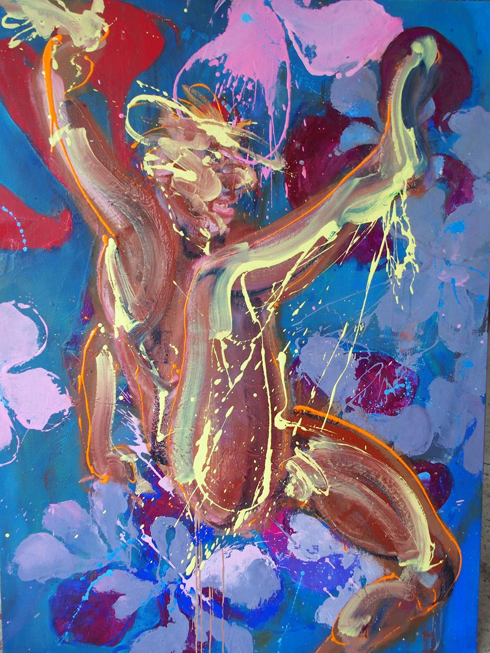 K is a unique oil on canvas painting by contemporary artist Christophe Dupety, dimensions are 146 × 114 cm (57.5 × 44.9 in).
The artwork is signed, sold unframed and comes with a certificate of authenticity.

Christophe Dupety's "Human Figures"