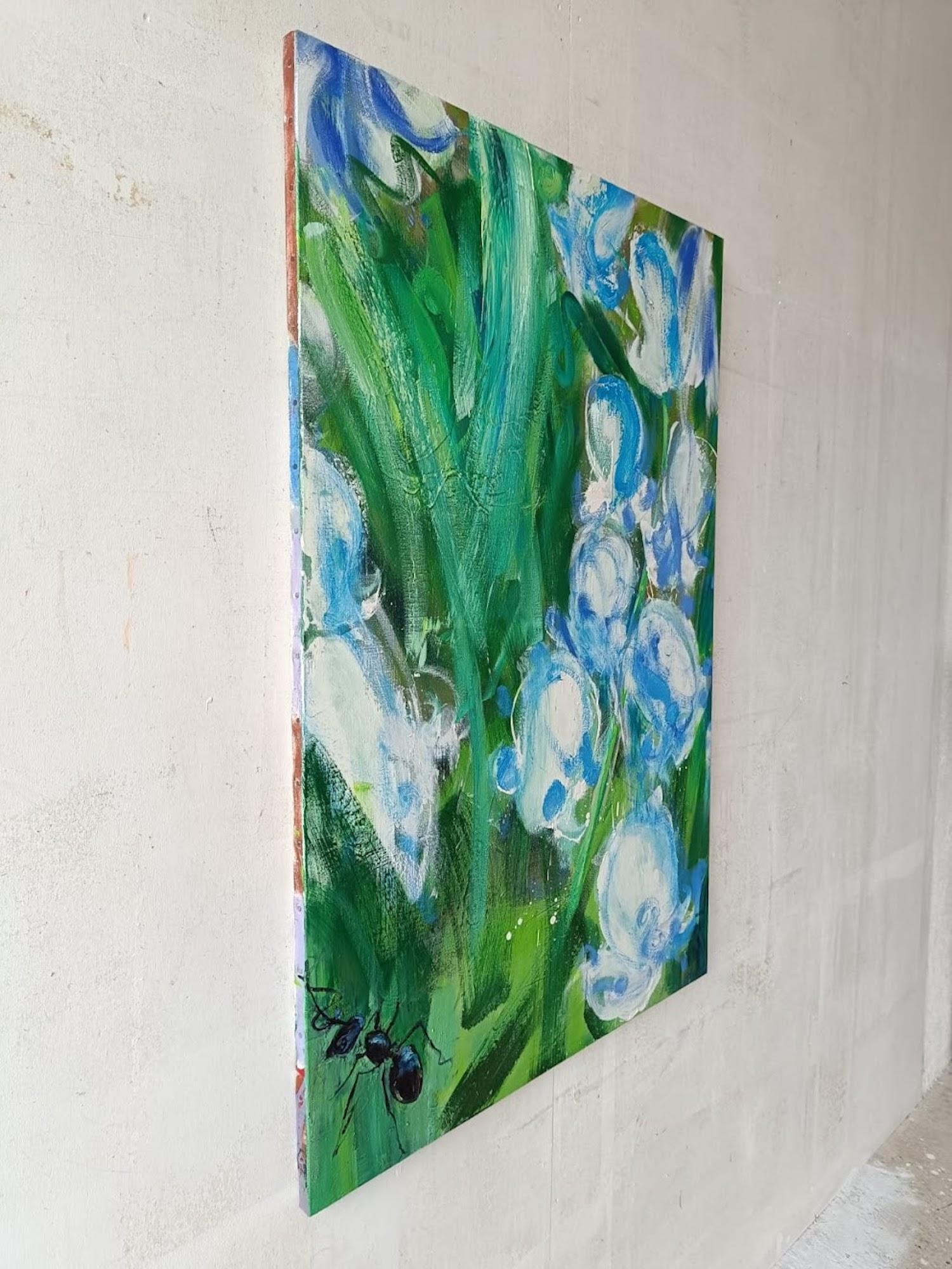 May von Christophe Dupety – farbenfrohes Gemälde, Flora, blaue Blumen, Frühlingsstimmung im Angebot 2