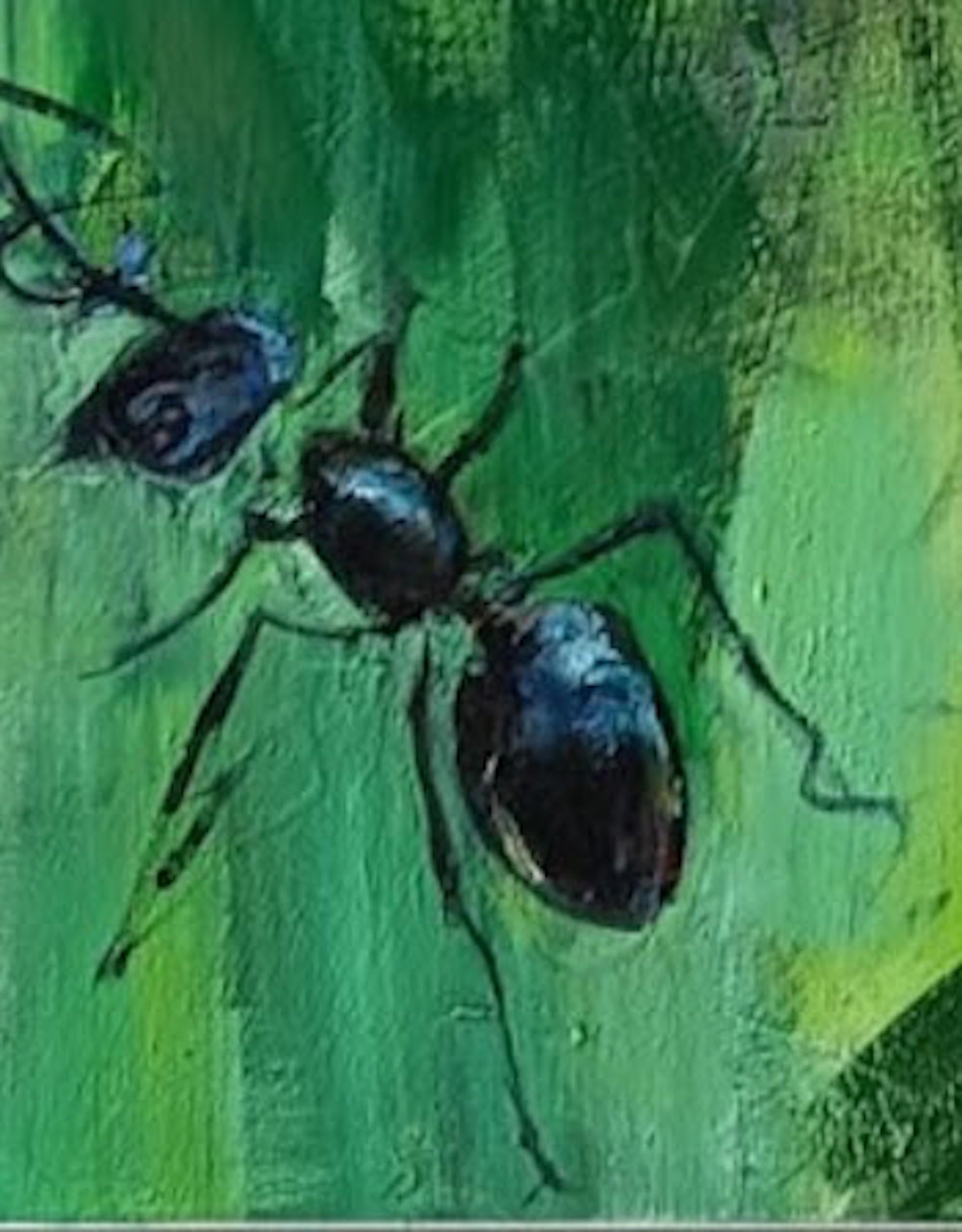 May von Christophe Dupety – farbenfrohes Gemälde, Flora, blaue Blumen, Frühlingsstimmung im Angebot 5