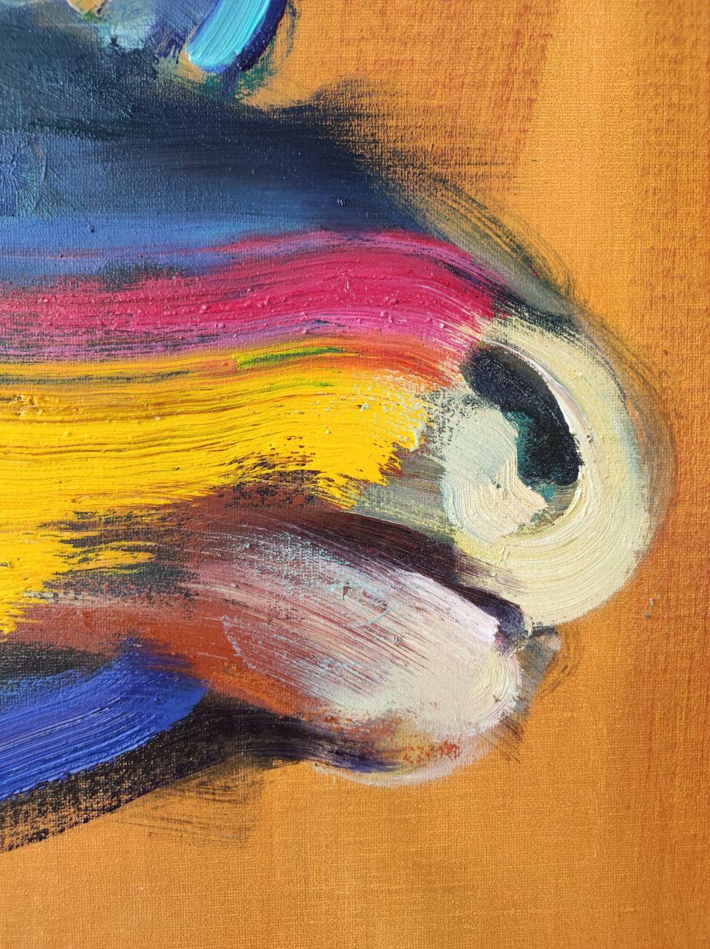 Murcielago de Christophe Dupety - peinture colorée de chasse aux taureaux, contemporaine en vente 3