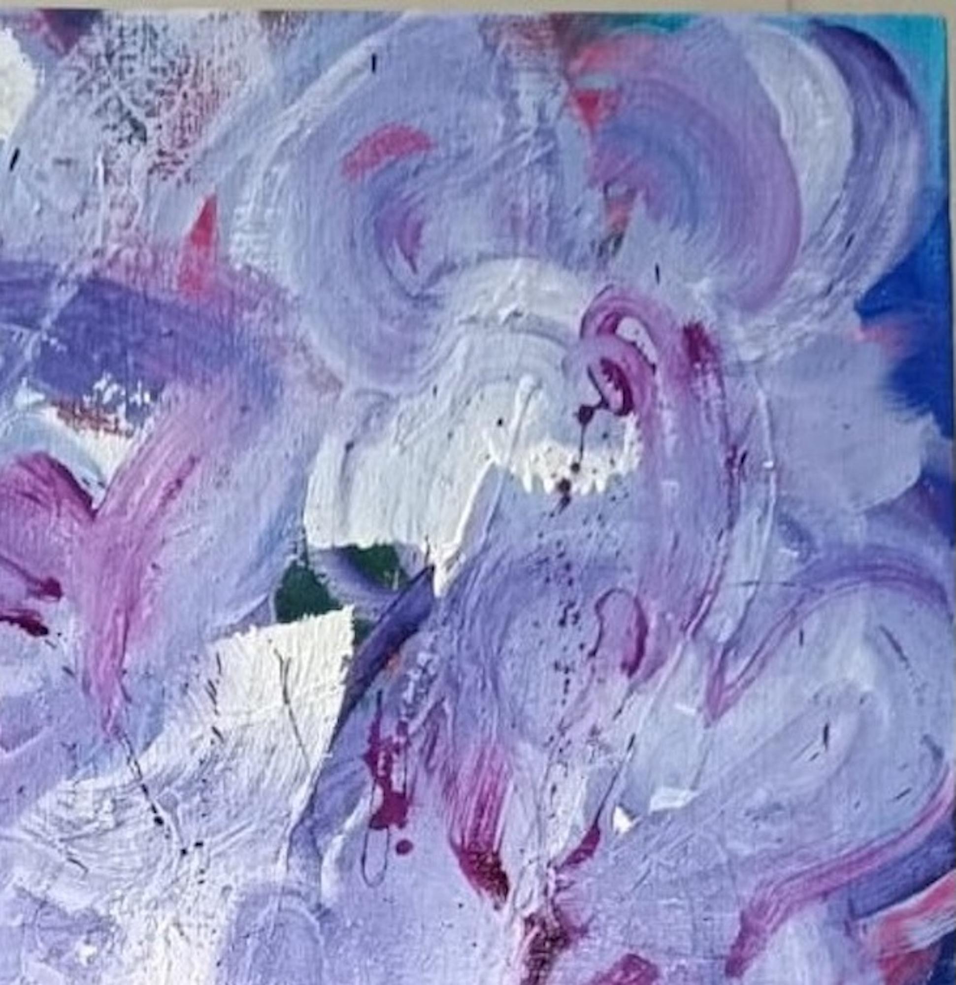 Myosotis by Christophe Dupety - Contemporary painting, flora, colors For Sale 4