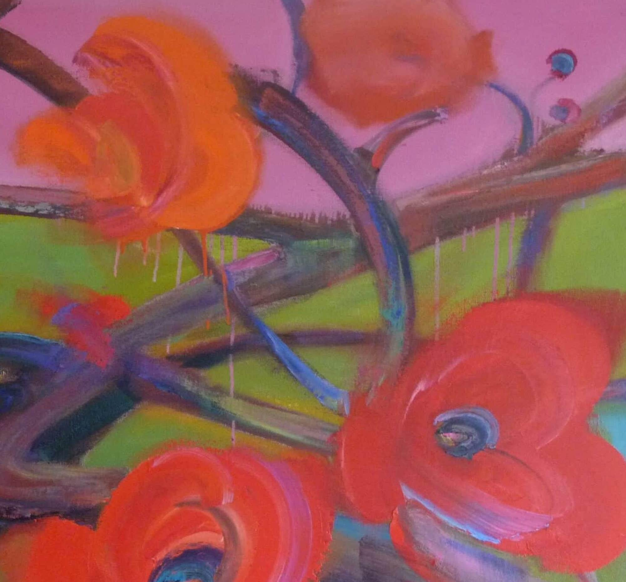 Papavera von Christophe Dupety – farbenfrohes Gemälde, Flora, Mohnblumenblumen, rot im Angebot 2