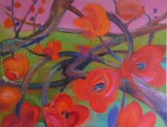 Papavera by Christophe Dupety - Colourful painting, flora, poppy flowers, red
