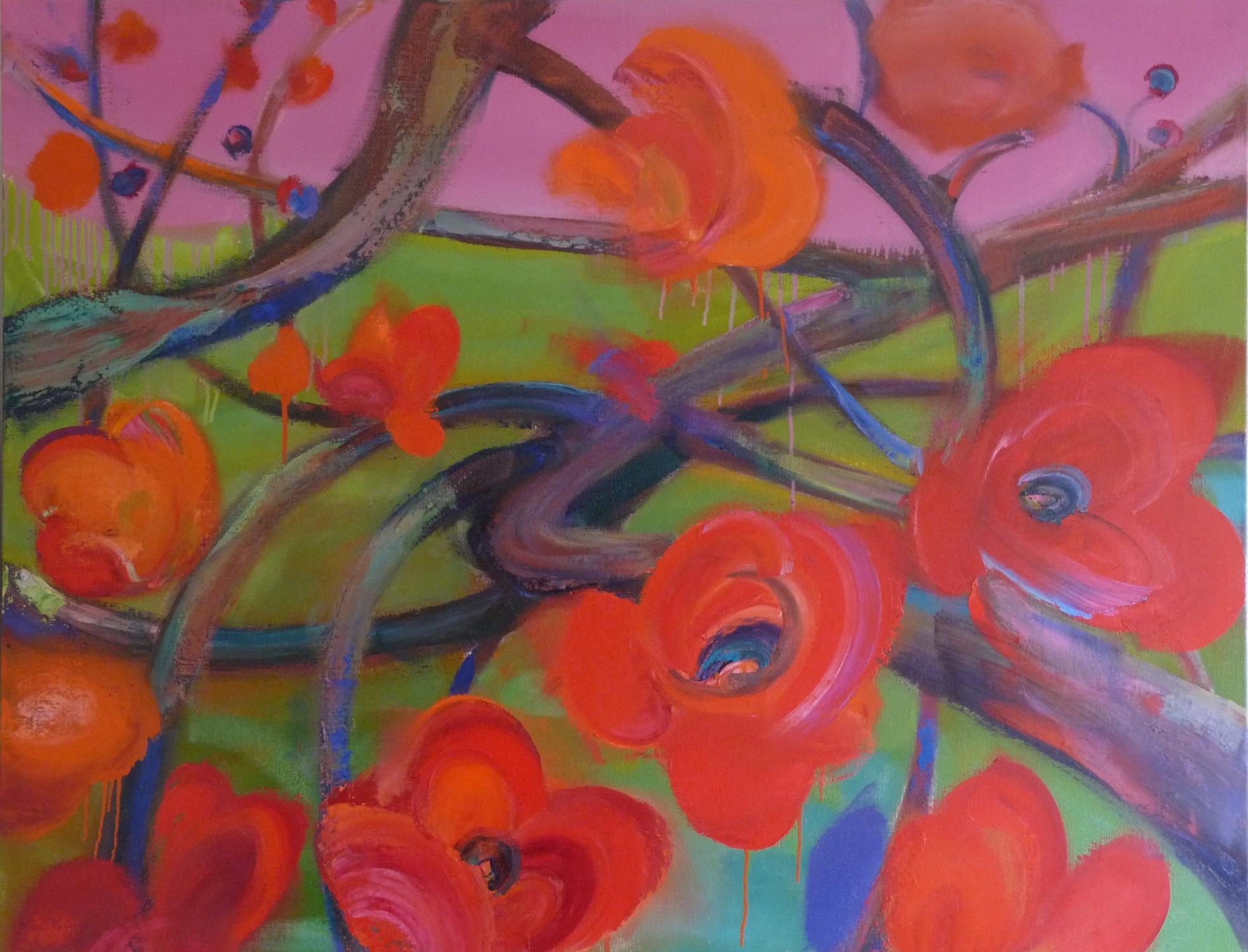 Papavera by Christophe Dupety - Colourful Painting, Poppy Flowers, Red