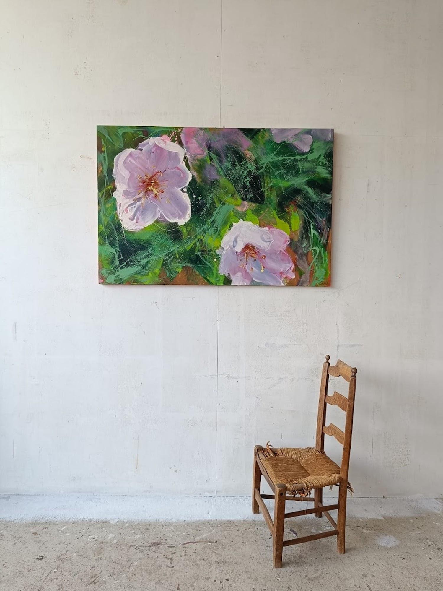 Quince-Blumen von Christophe Dupety - Buntes Gemälde, Blumenmotiv, Frühling im Angebot 1