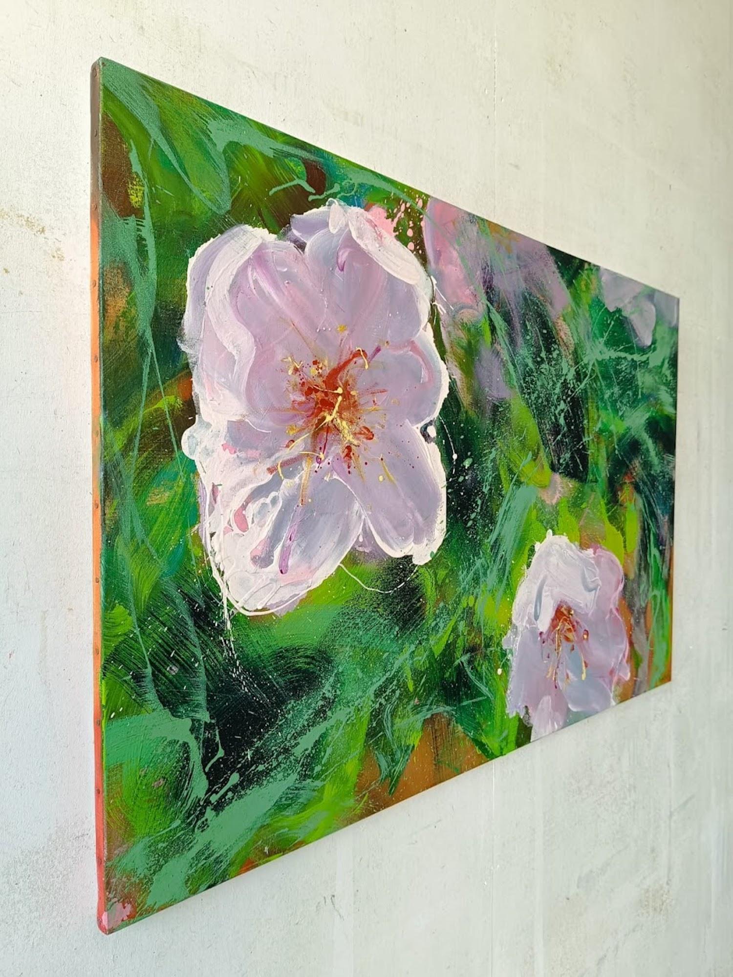 Quince-Blumen von Christophe Dupety - Buntes Gemälde, Blumenmotiv, Frühling im Angebot 2