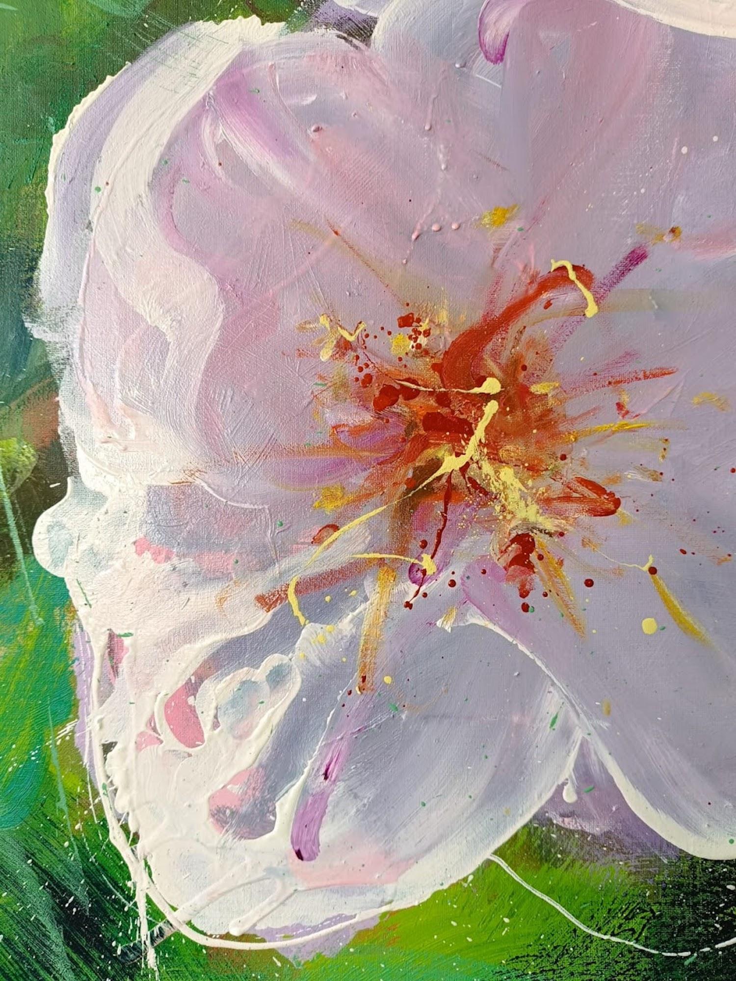 Quince-Blumen von Christophe Dupety - Buntes Gemälde, Blumenmotiv, Frühling im Angebot 3