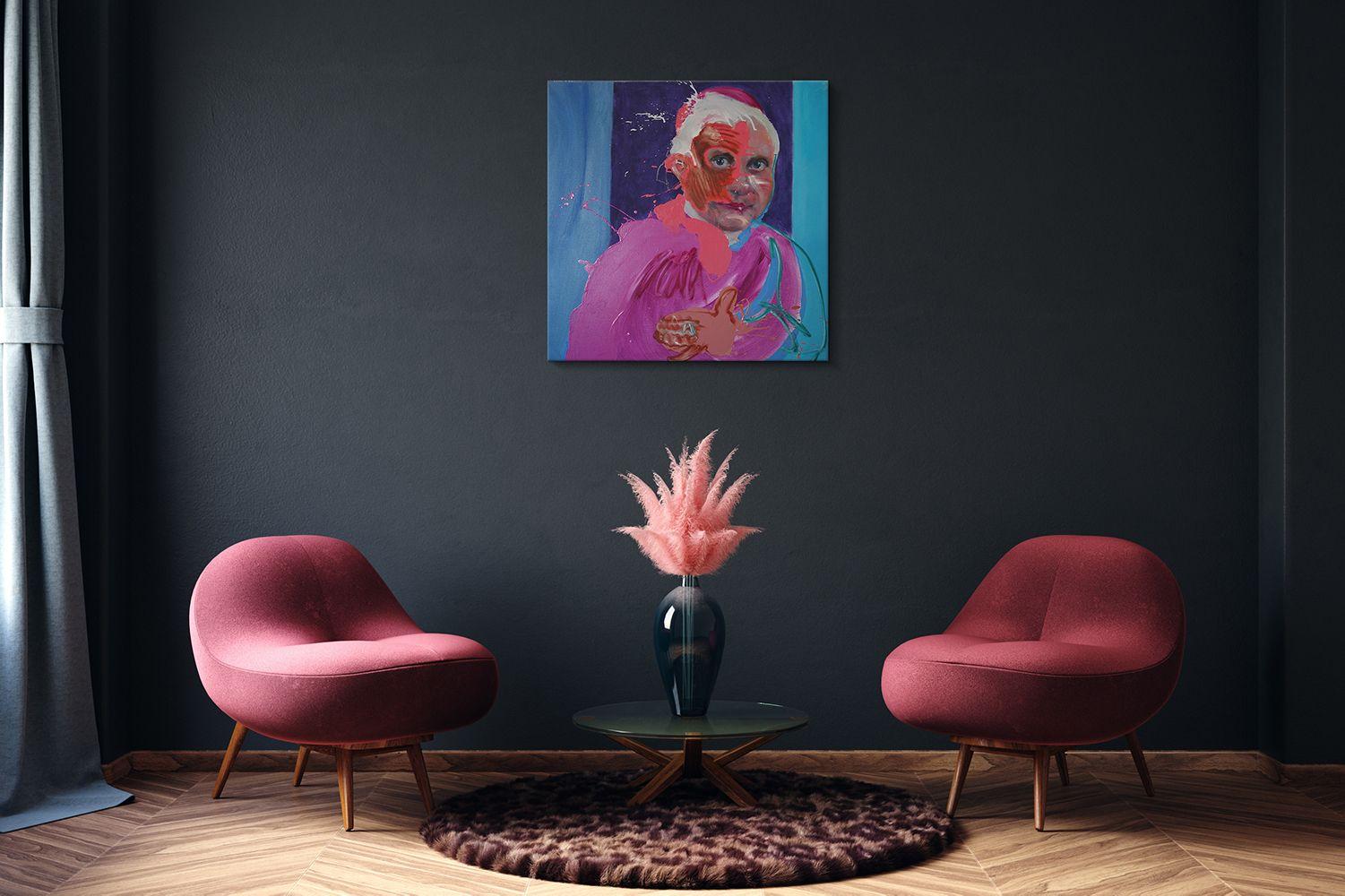 Ratzinger Chocolat by Christophe Dupety - Portrait painting, pope, abstract For Sale 1