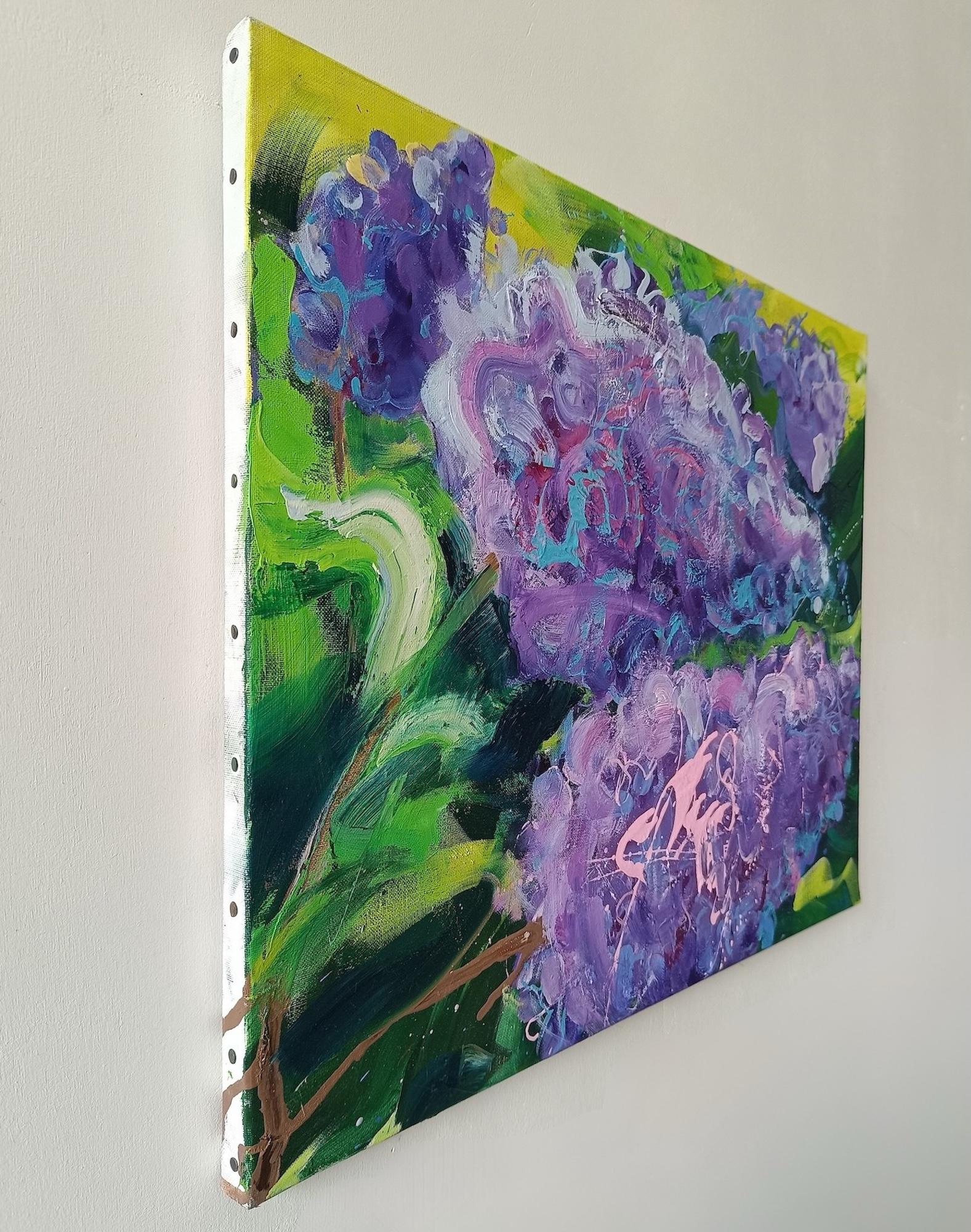 Reclining Lilacs by Christophe Dupety - Contemporary painting, flora, colors For Sale 2