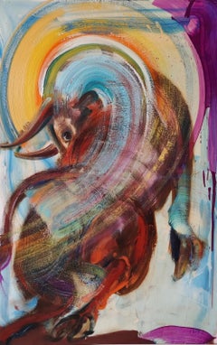 Saint-Firmin by Christophe Dupety - Contemporary painting, vivid colors, bull