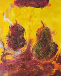 Solar von Christophe Dupety - Buntes Gemälde, Birnen, gelb, vivid, Früchte