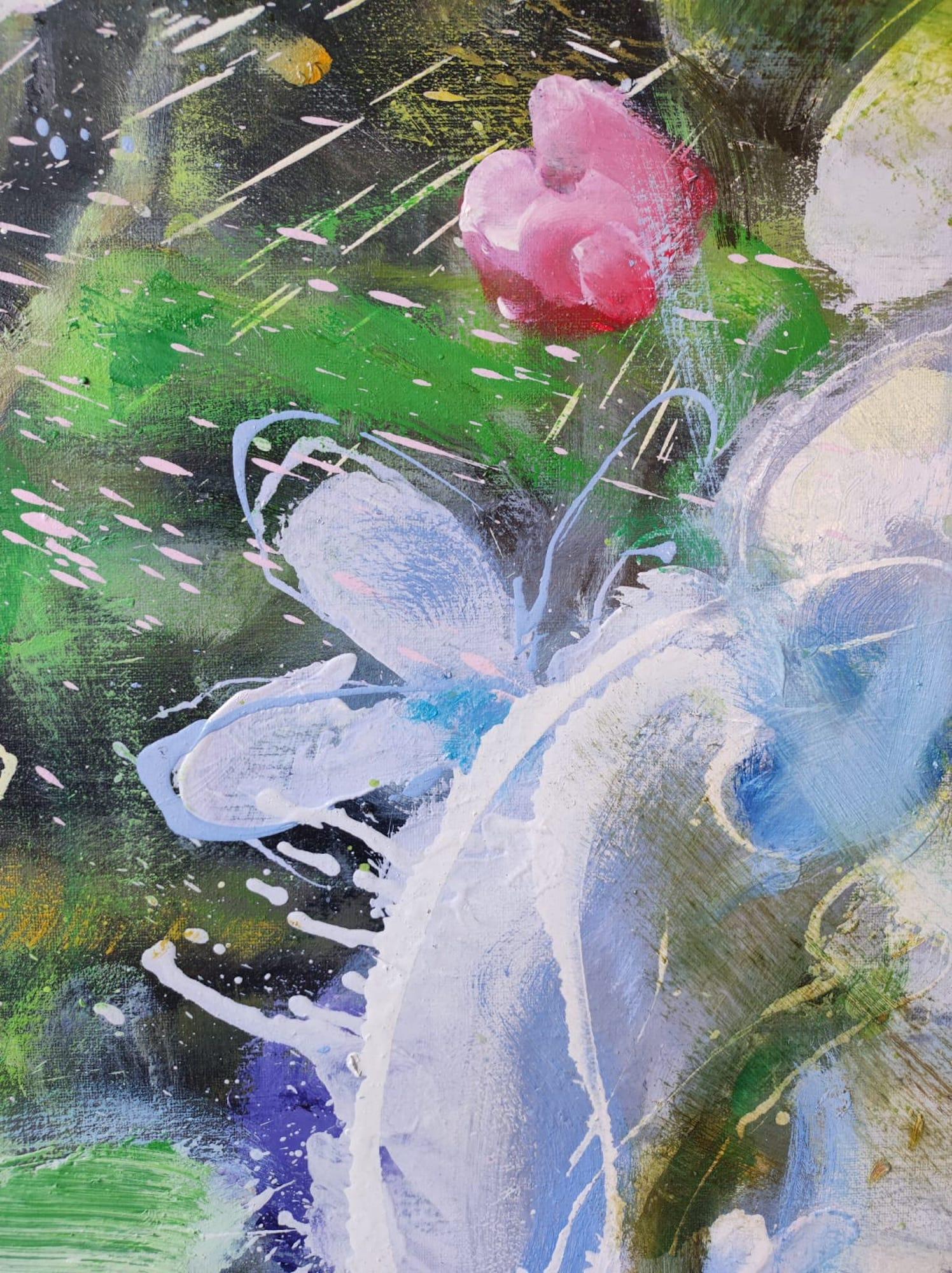Frühling von Christophe Dupety - Zeitgenössische Malerei, Flora, helle Farben im Angebot 1