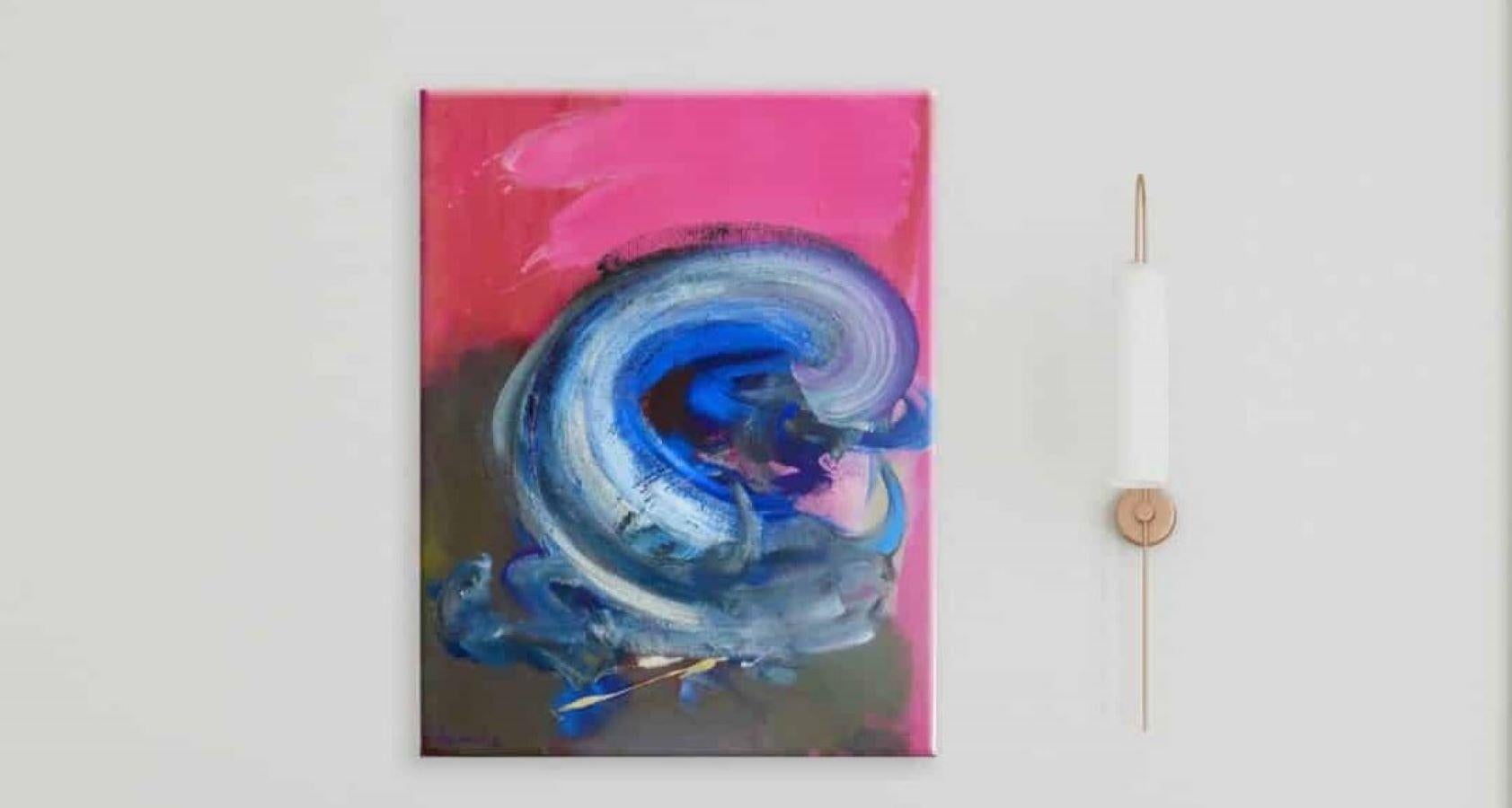 Taureau X by Christophe Dupety - Animal painting, abstract, vivid colours, pink For Sale 2
