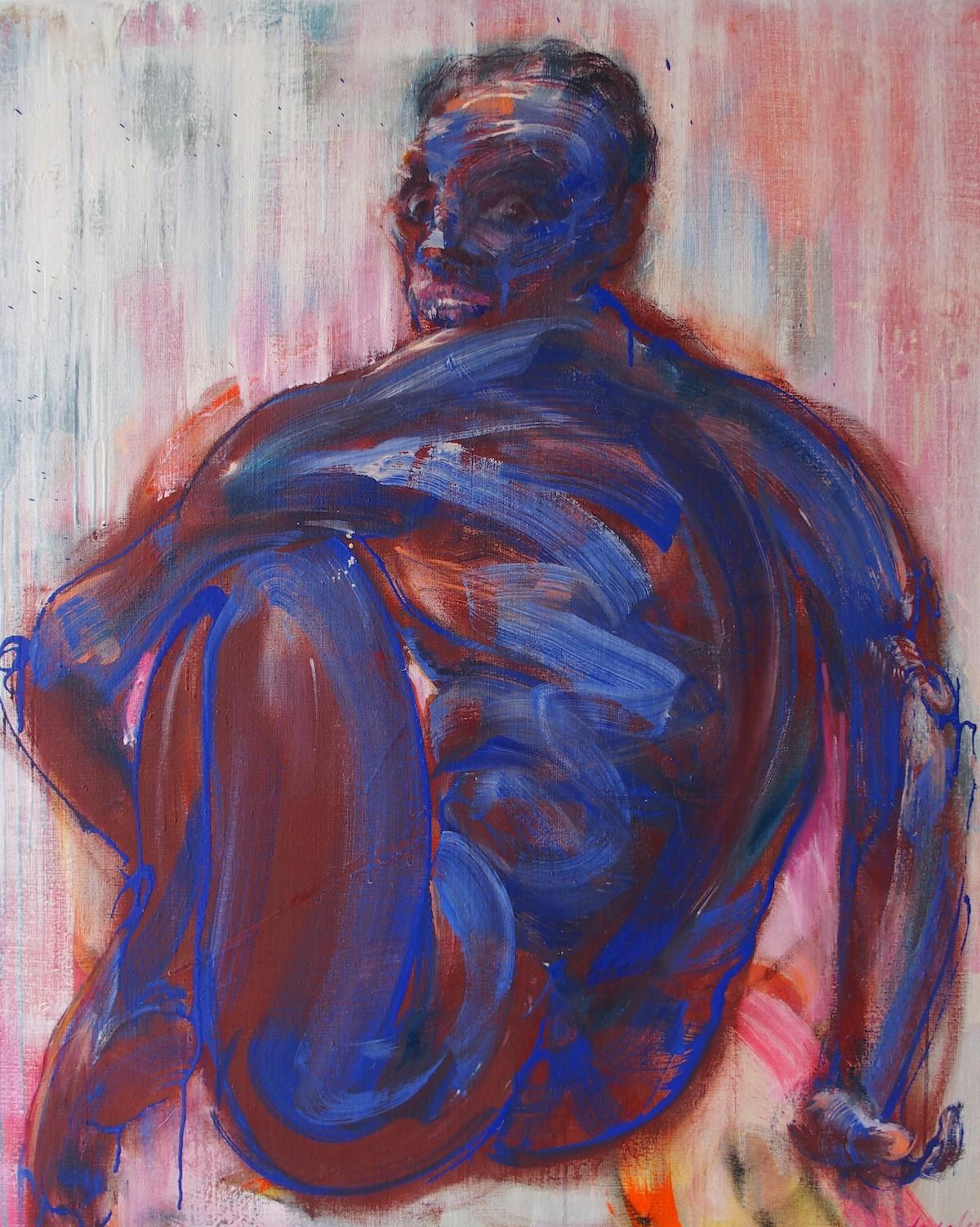 Unleashed by Christophe Dupety - Male Nude Painting, Contemporary