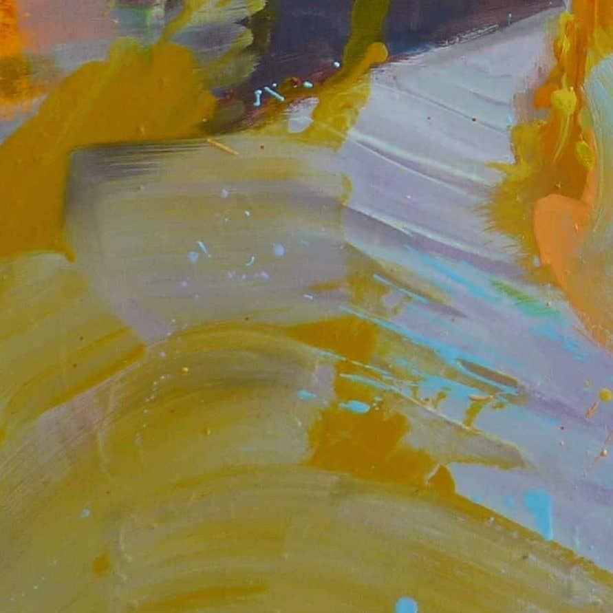 Valentin by Christophe Dupety - Portrait painting, young man, yellow and purple im Angebot 7