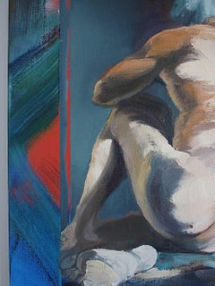 Wild by Christophe Dupety -  Male nude painting, oil on canvas, contemporary