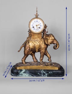 Christophe FRATIN (1801-1864) seltene asiatische Elefantenuhr, vergoldet und patiniert