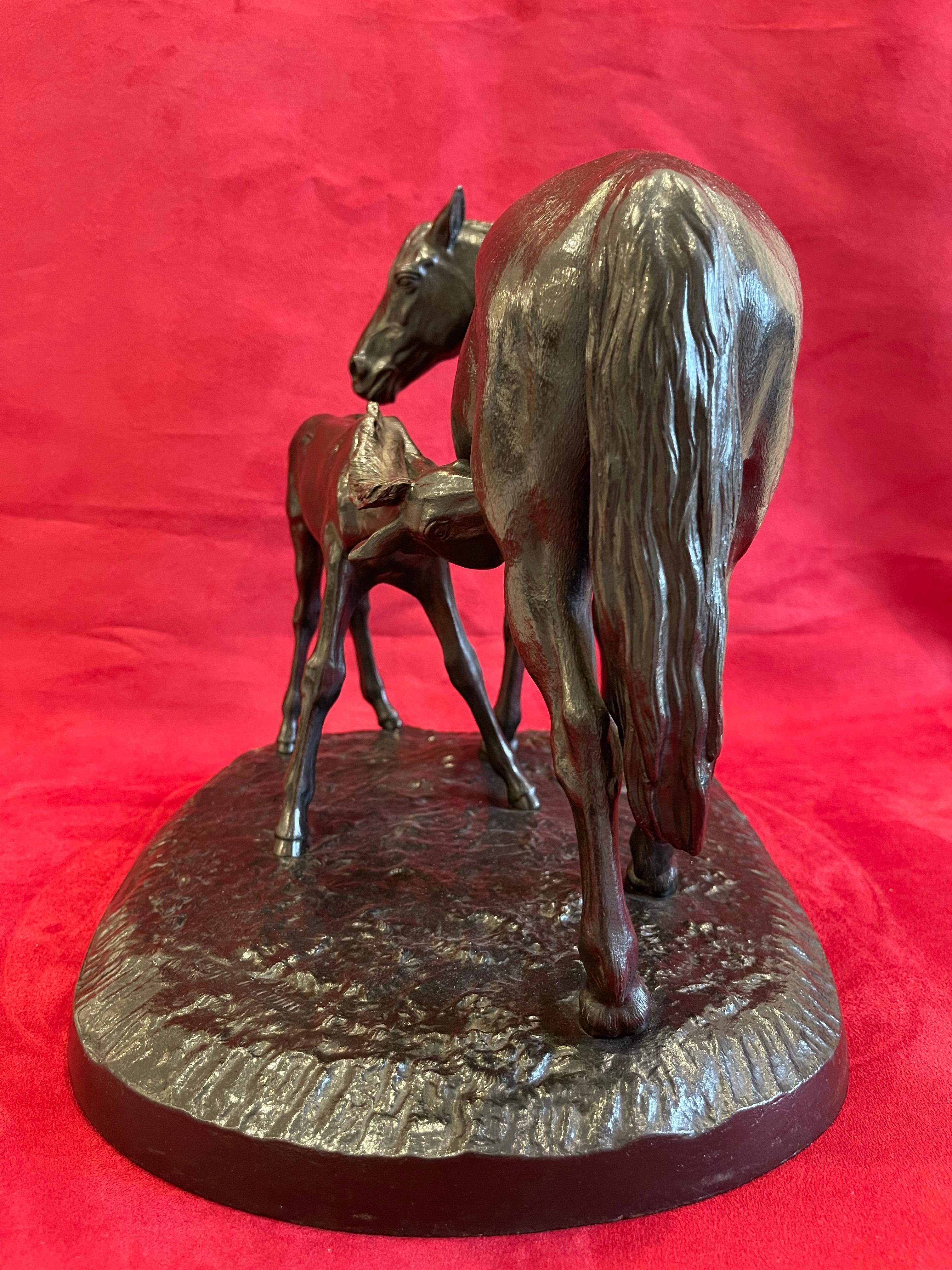 Christophe Fratin, Cast Iron Statue Mare and Foal, 19th Century For Sale 7