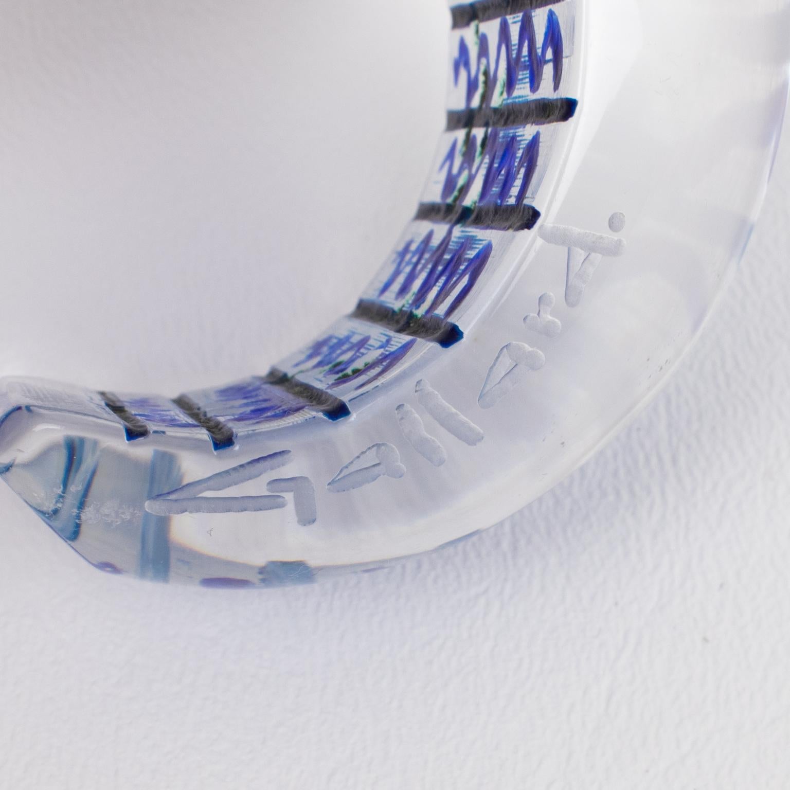 Christophe Gallard Massive Lucite Bracelet with Blue and Gold Decor For Sale 3